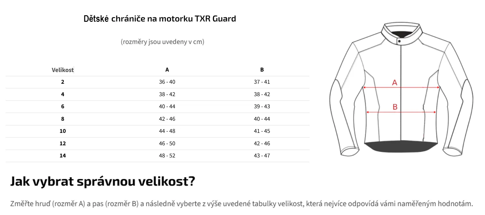 TXR Dětský chránič těla Guard bílo-černo-červený 14